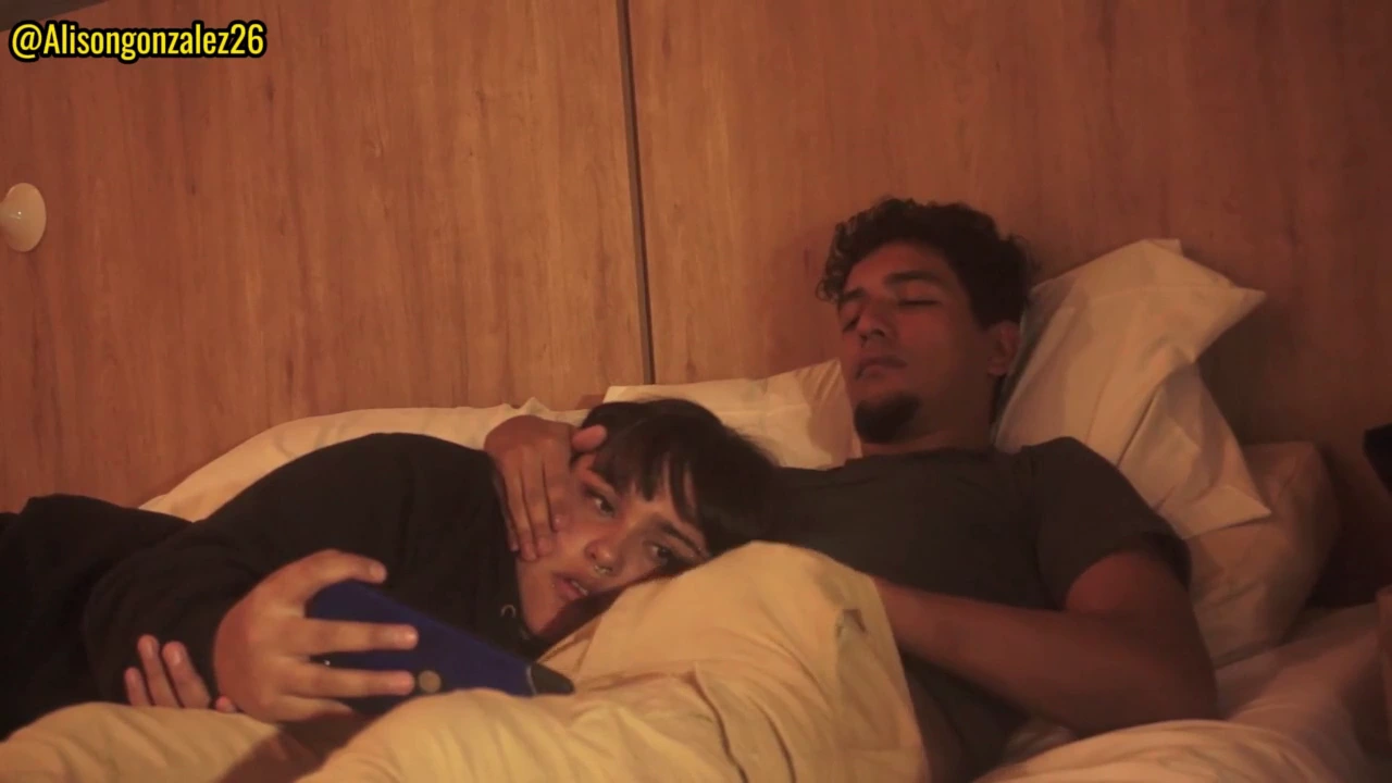 Step sis gives a deepthroat blowjob during movie night porn video